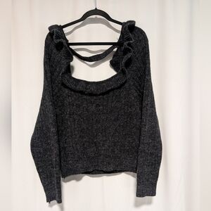 Women's Black Sweater with Ruffle Detail